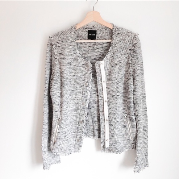 Nic + Zoe gray, cream, navy tweed blazer - Picture 1 of 5